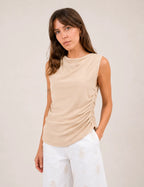 Camiseta Fruncida Beige