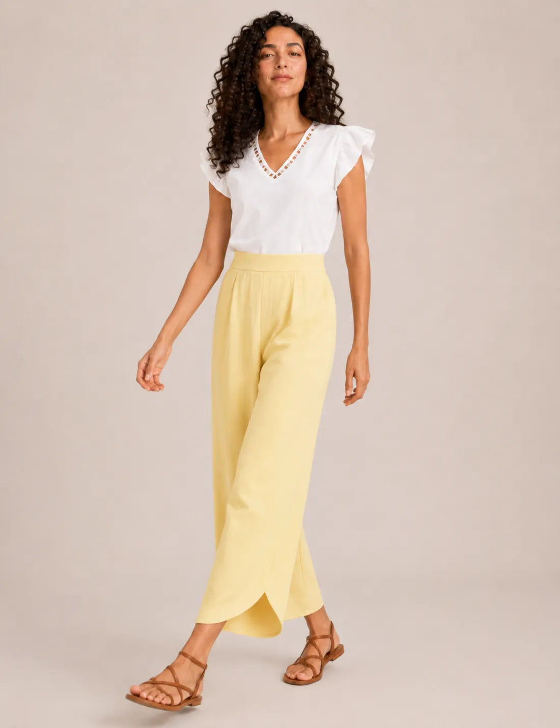 Pantalón Fluido Apertura Amarillo