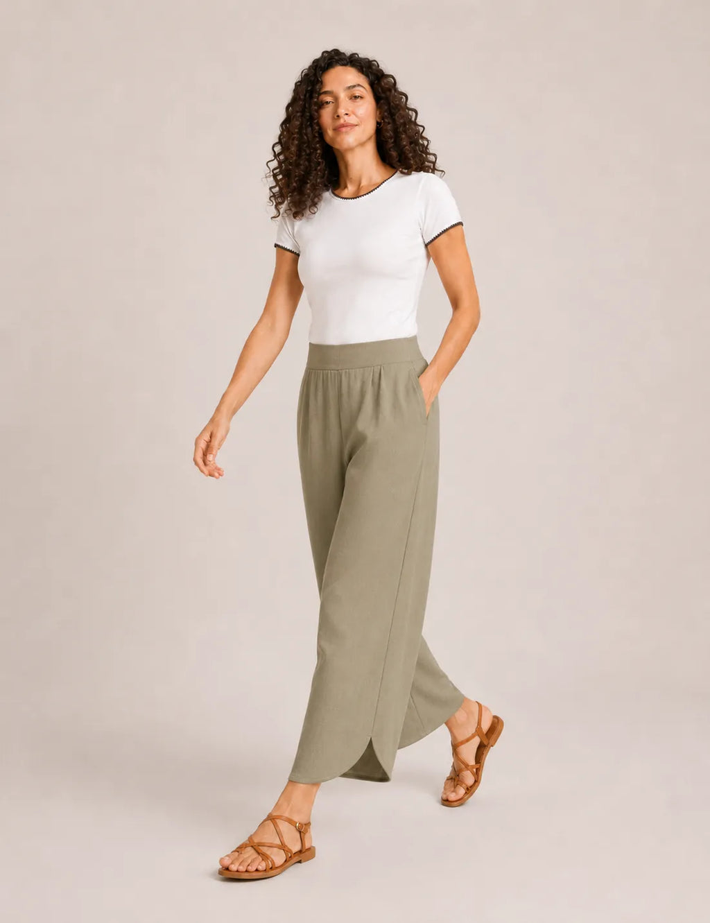 Pantalón Fluido Apertura Kaki