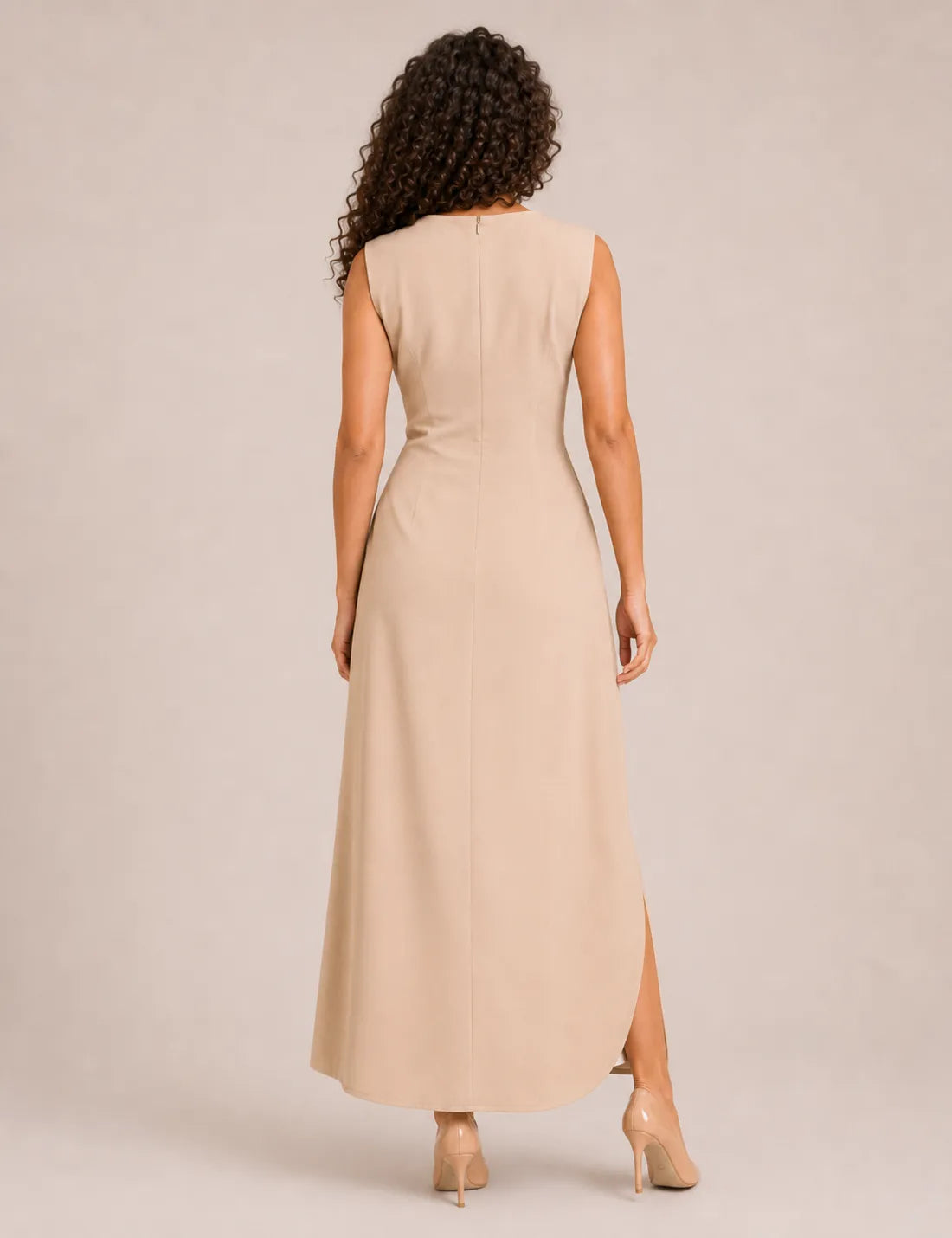 Vestido Maxi Broche Beige