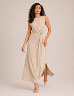 Vestido Maxi Broche Beige