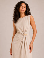Vestido Maxi Broche Beige