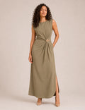 Vestido Maxi Broche Kaki