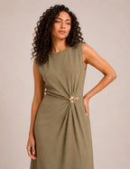 Vestido Maxi Broche Kaki