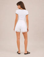 Short Denim Calado Blanco
