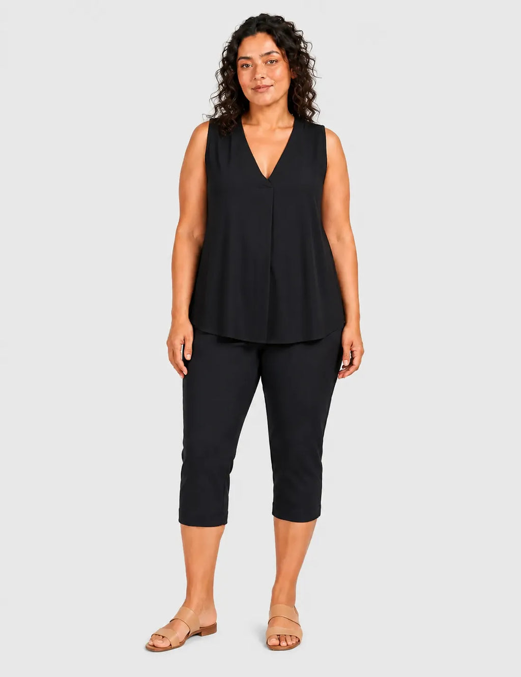 Camiseta Fluida Pliegue Negra
