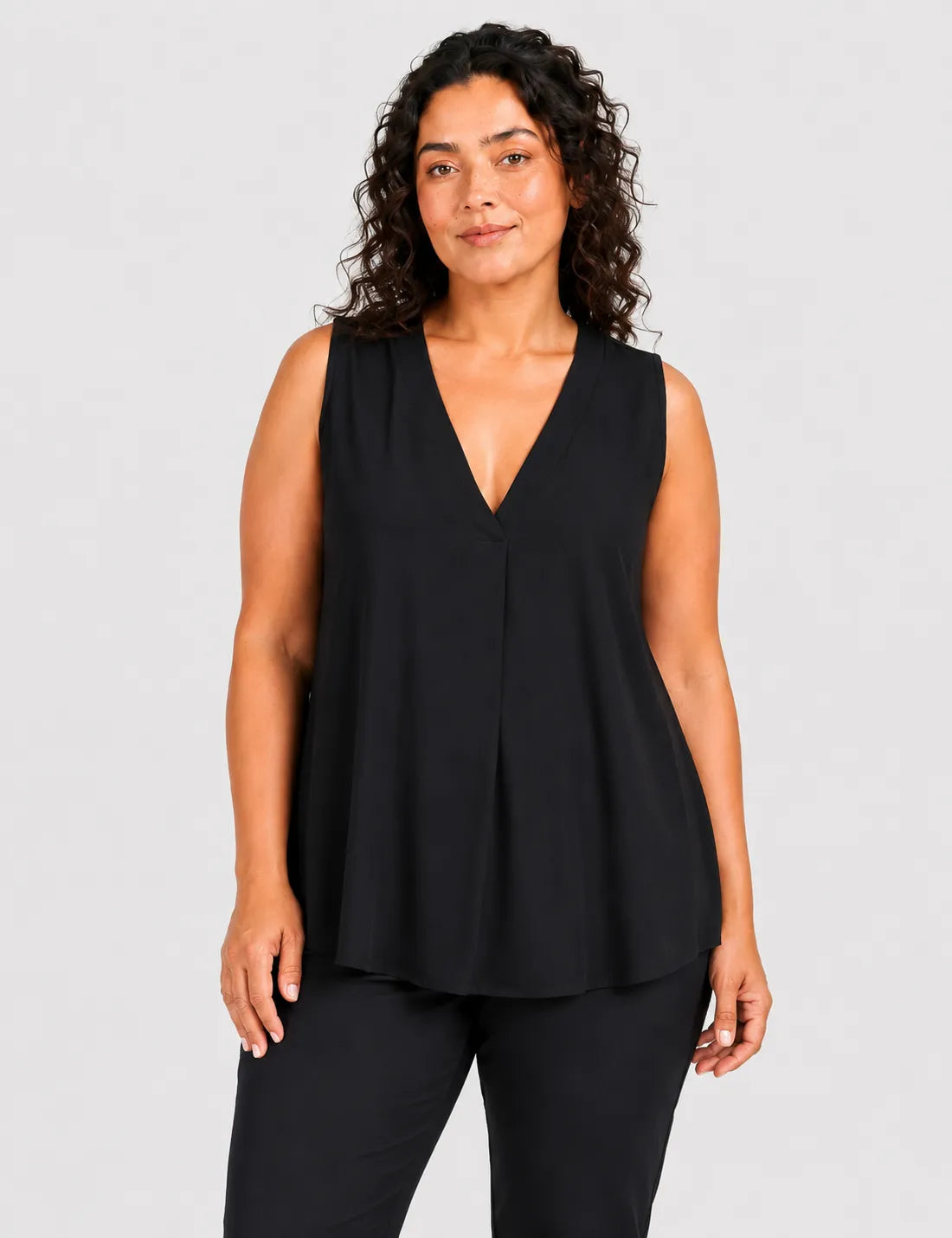 Camiseta Fluida Pliegue Negra