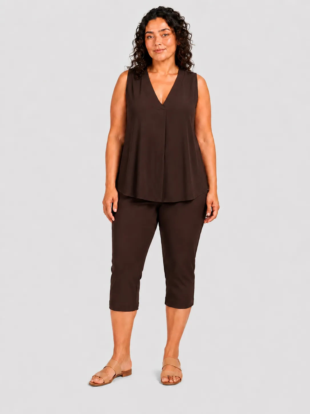 Camiseta Fluida Pliegue Chocolate