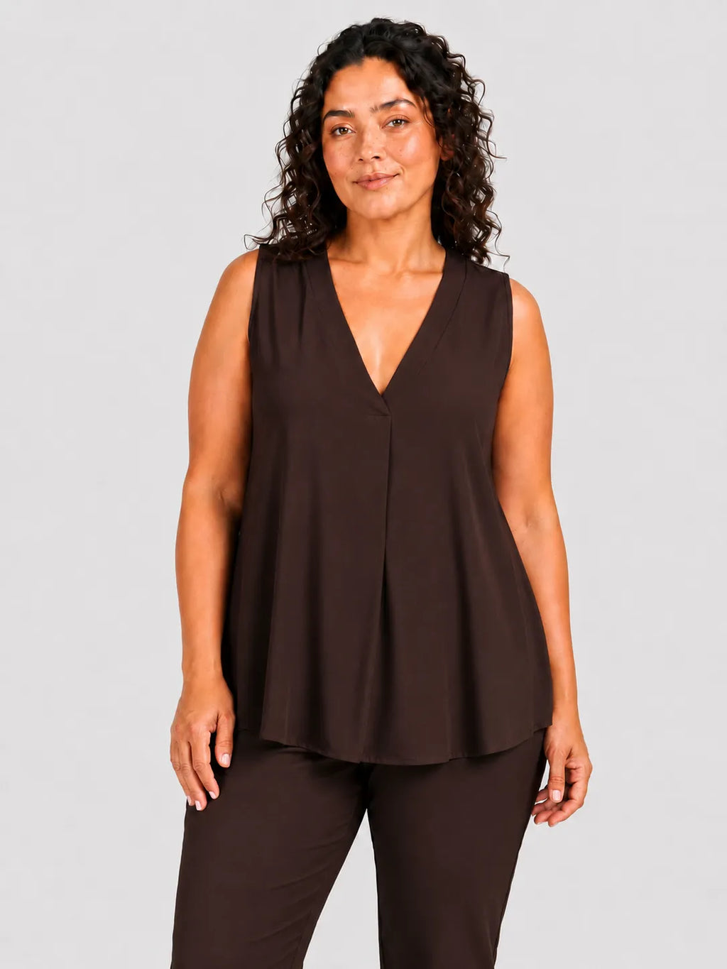 Camiseta Fluida Pliegue Chocolate