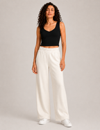 Pantalón Wide-Leg Crema