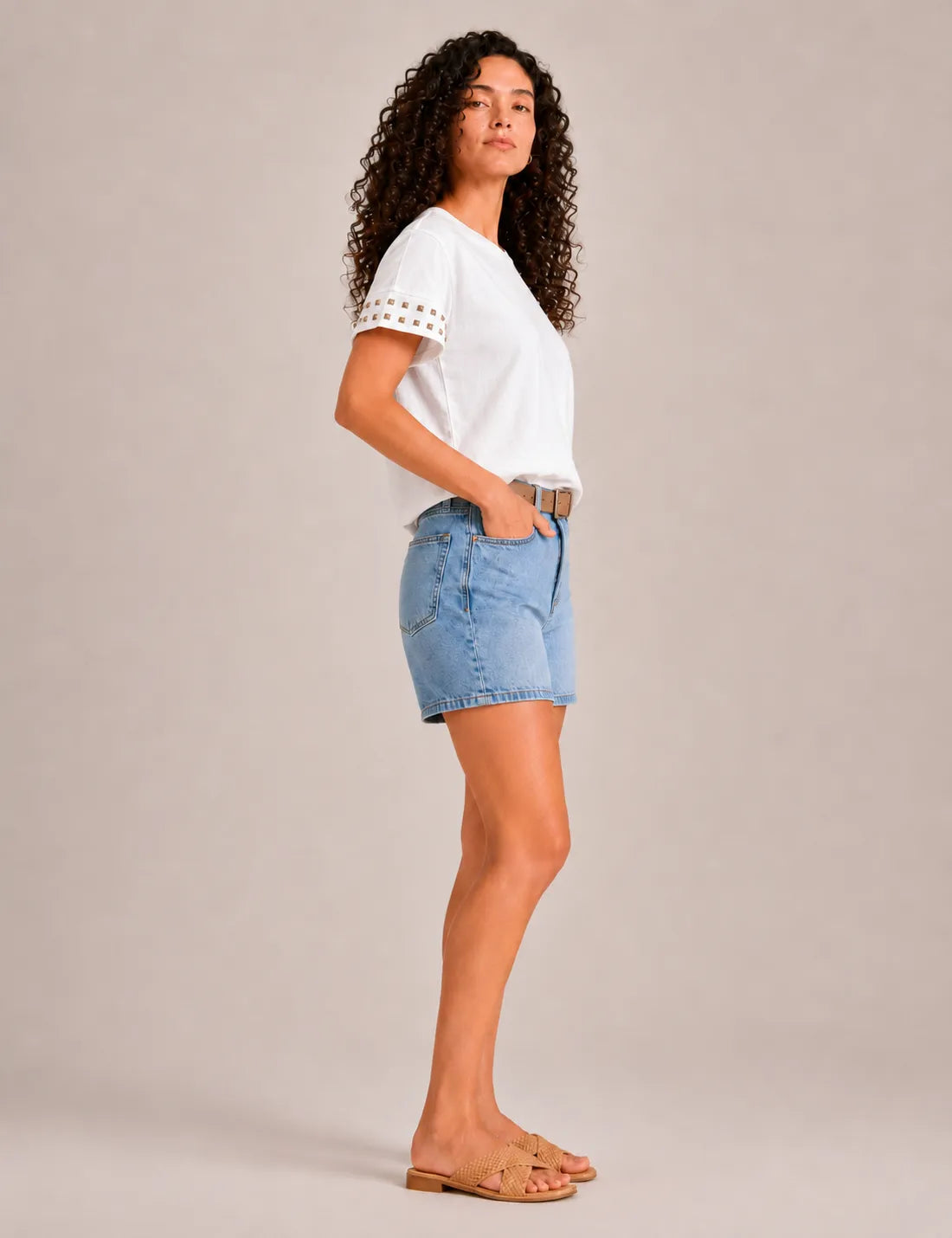 Camiseta Lavada Tachuelas Blanca