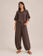 Camisa Crop Chocolate