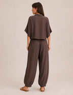 Camisa Crop Chocolate