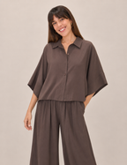 Camisa Crop Chocolate