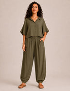 Camisa Crop Kaki