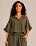 Camisa Crop Kaki