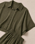 Camisa Crop Kaki