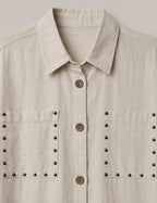 Camisa Crop Lino Tachuelas