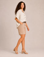 Camisa Crop Lino Tachuelas