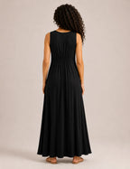 Vestido Maxi Pliegue Negro