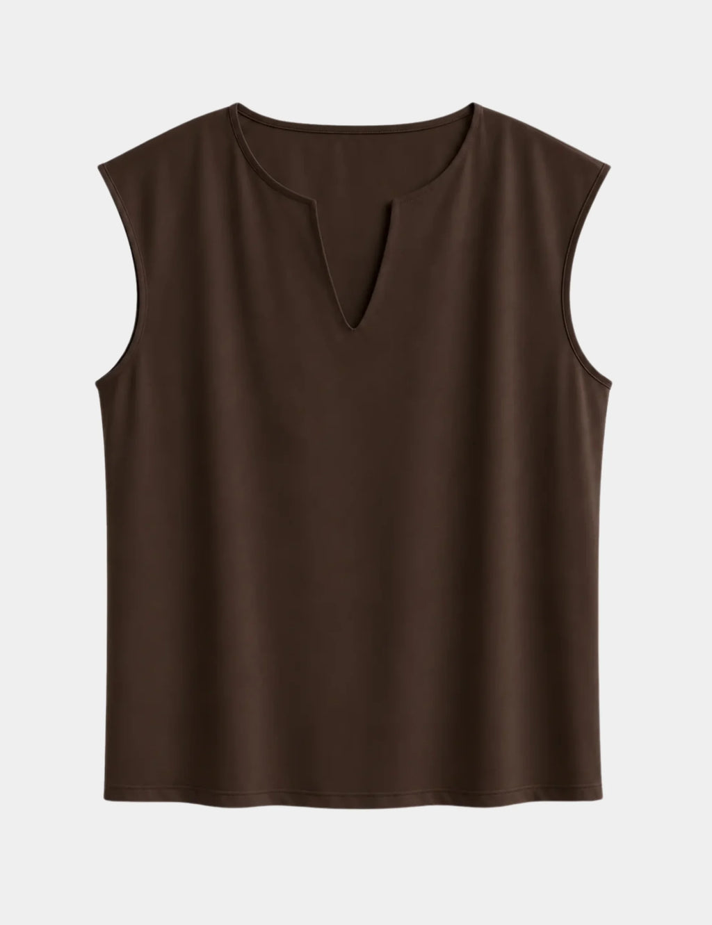 Camiseta Abertura Cuello Marrón