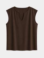 Camiseta Abertura Cuello Marrón