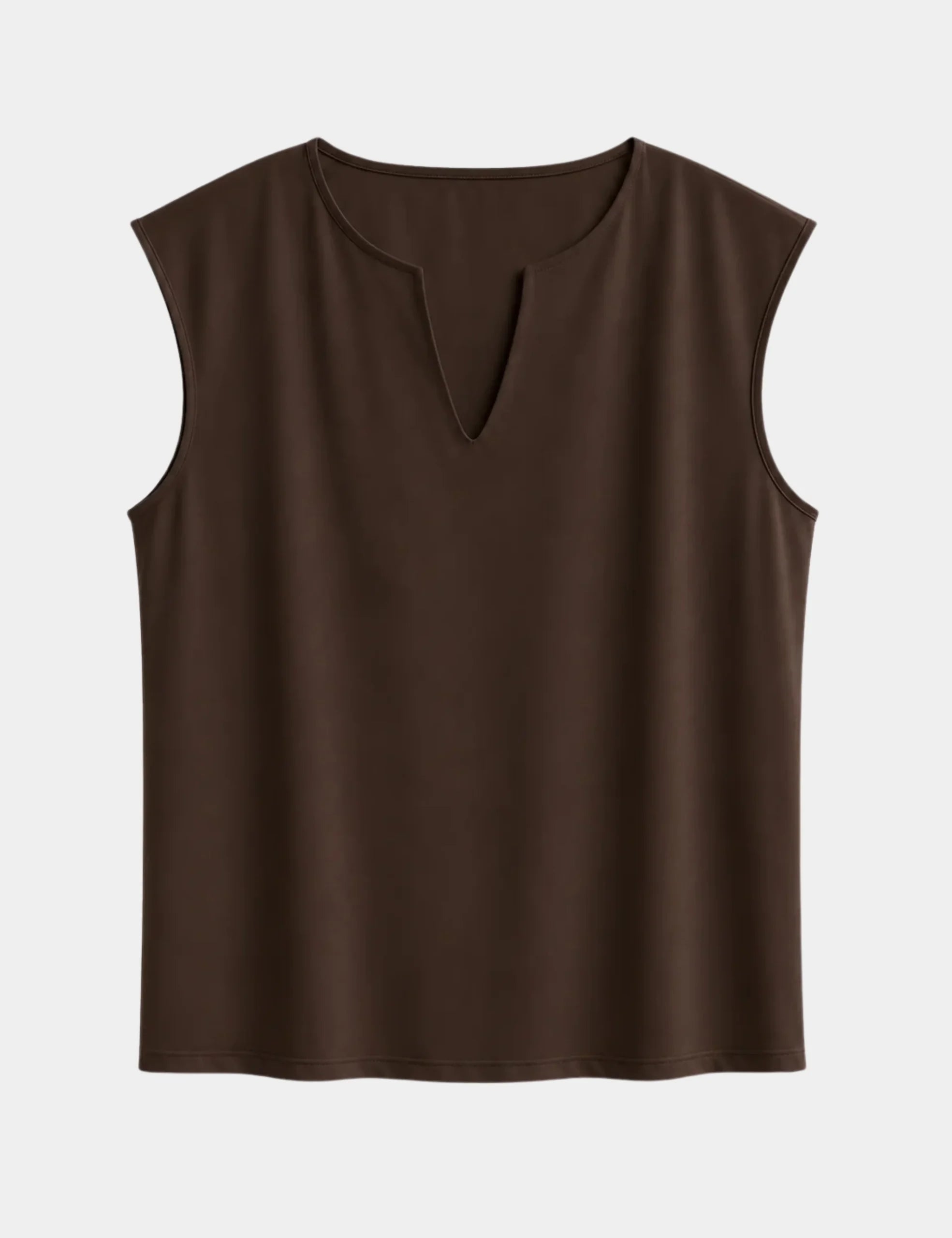 Camiseta Abertura Cuello Marrón