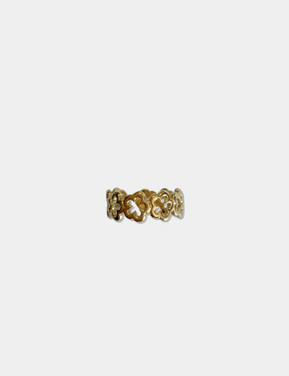 Anillo Acero Flores Dorado
