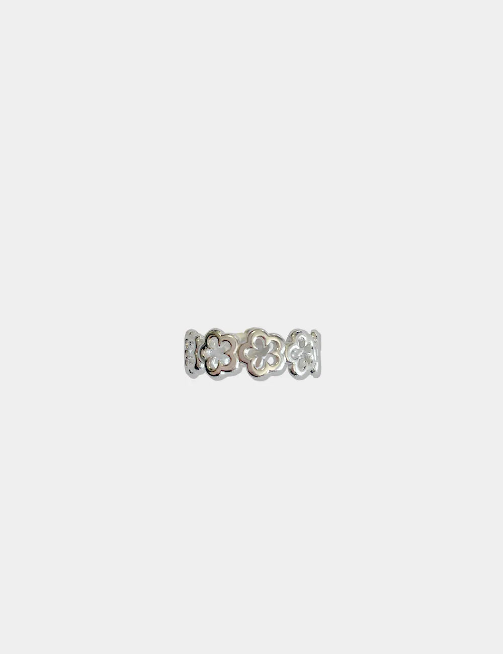Anillo Acero Flores Plata